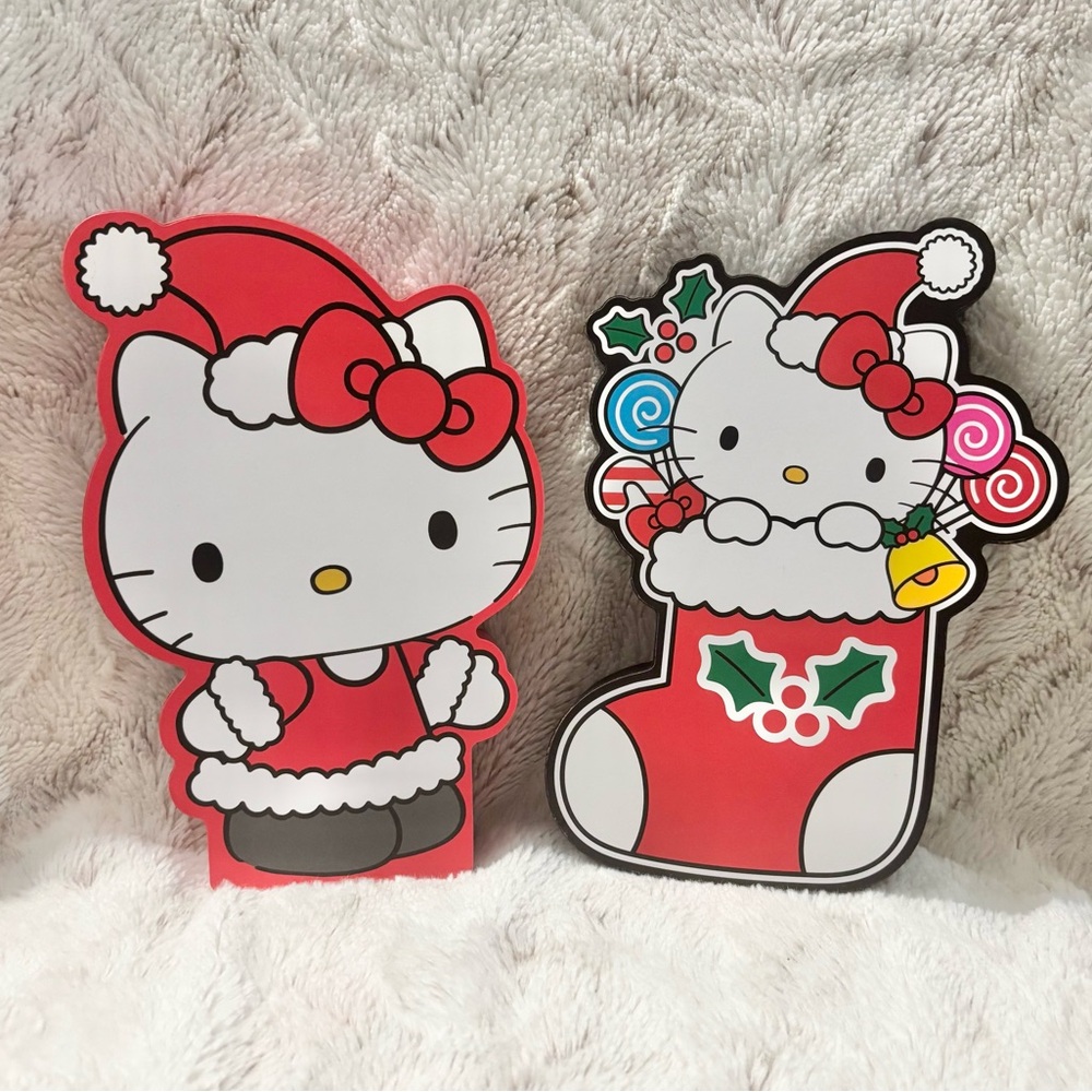 Hello Kitty Christmas Holiday Wooden Sign Decor Set Santa Stocking